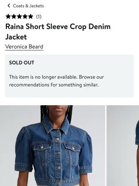 Veronica Beard Blue Short-Sleeve Cropped Denim Jacket